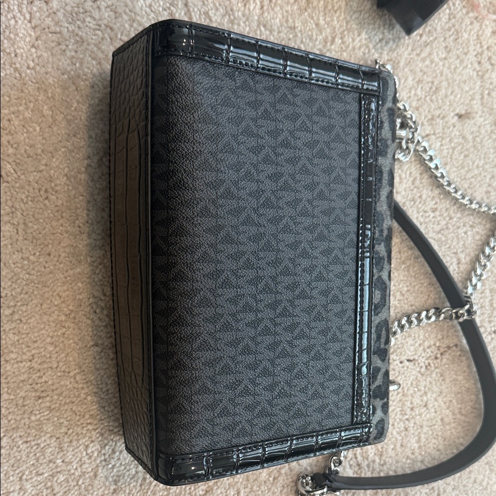Michael Kors Black and Gray Leopard Print Crossbody Bag - Picture 6 of 9